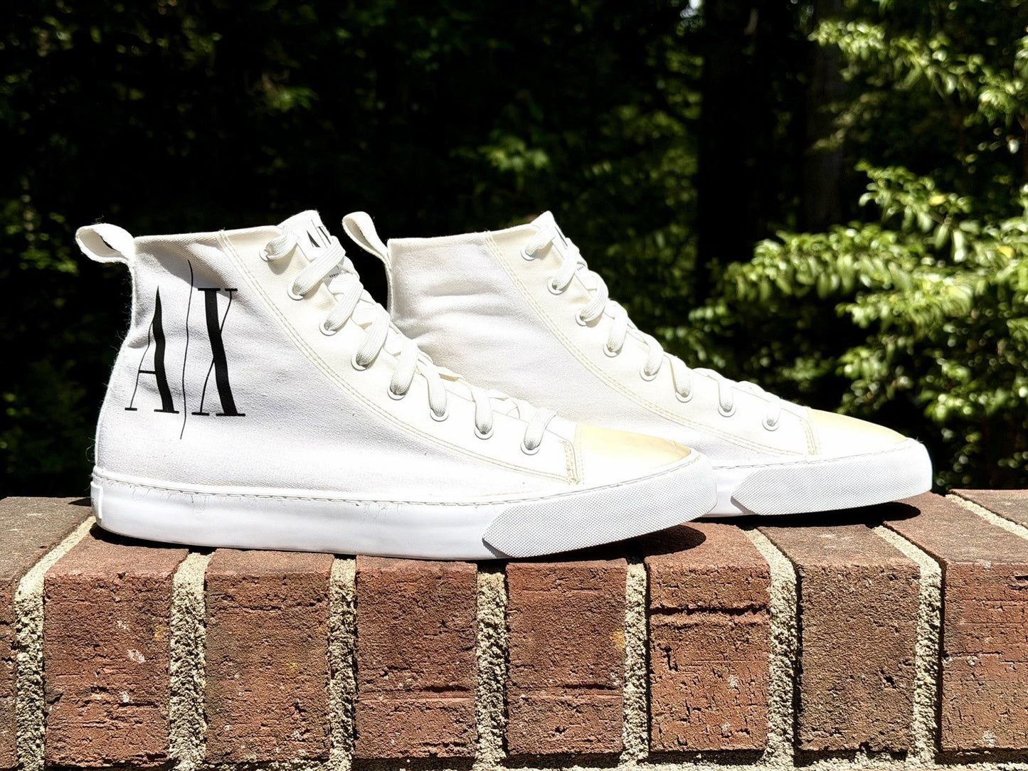 Armani Exchange Men's High Top Icon Logo Canvas Sneakers White Size 11 Excellent