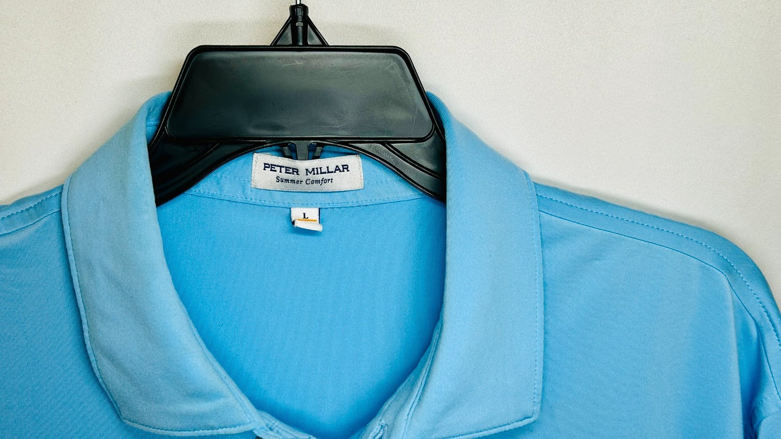 Peter Millar Summer Comfort Polo Shirt Mens Large Blue Golf Embroidered Wicking