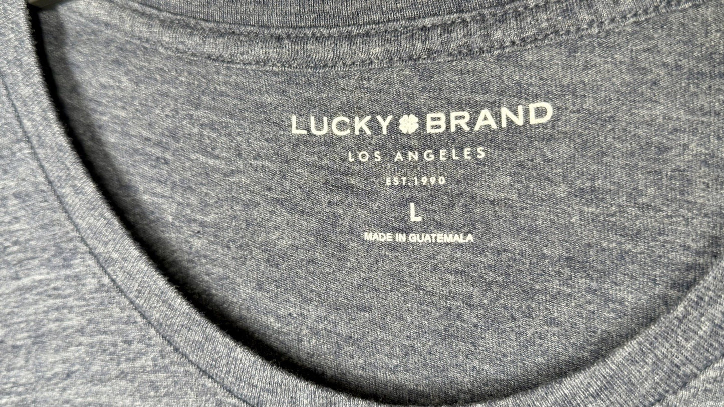LUCKY BRAND Men's Short Sleeve T-Shirt 1990 Graphic Blue Size Large