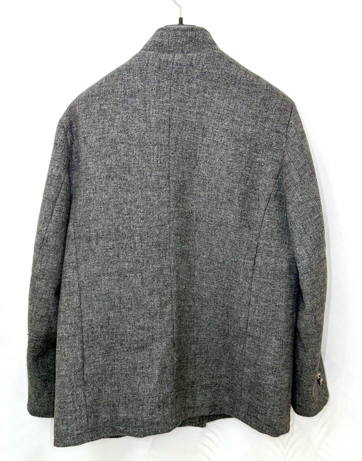 Jingpinfushi Mens L Wool Blend Overcoat Gray Quilted Lined 3 Button Coat Jacket
