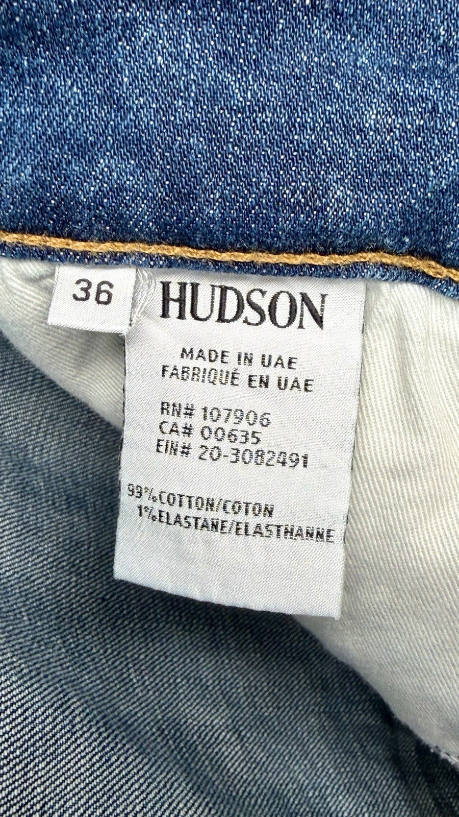 HUDSON SARTOR RELAXED SKINNY DISTRESSED DENIM JEANS / Men Sz 36x32 / Worn Once!