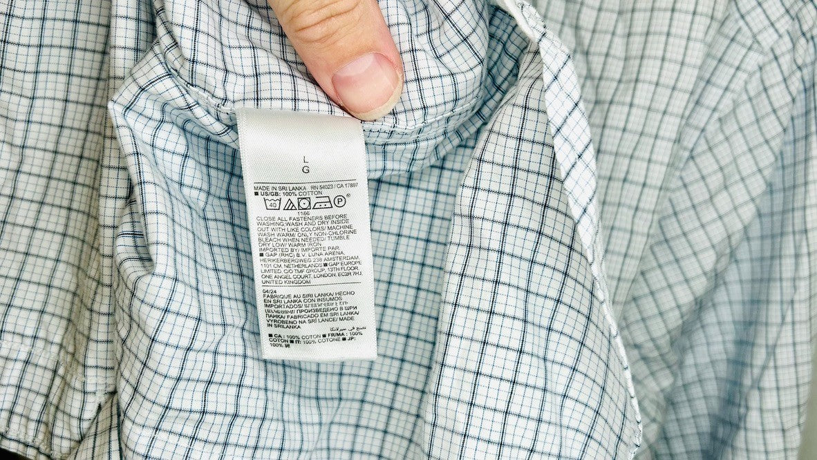 Banana Republic White Plaid Grant Slim Fit Stretch Button Up Shirt Mens Large