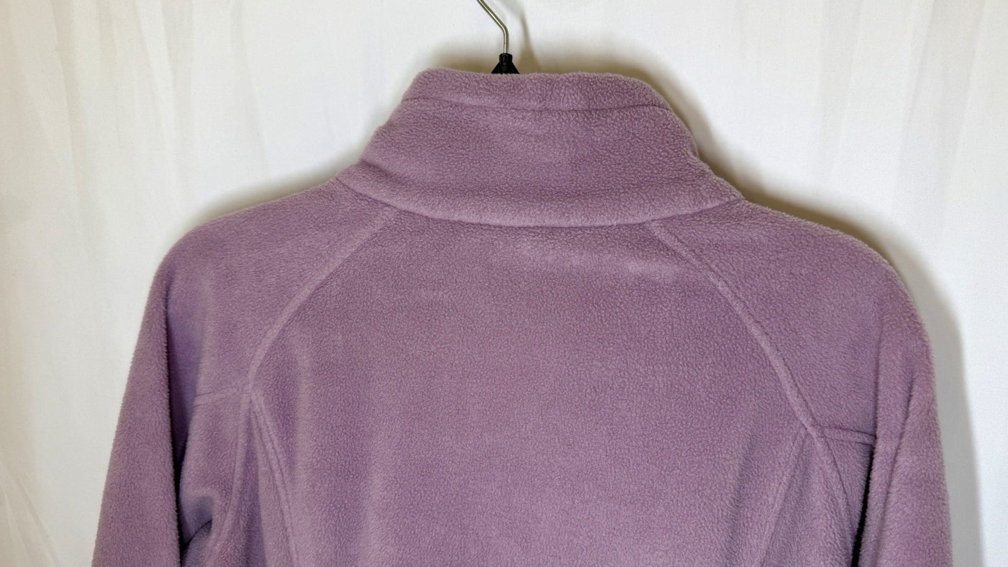 Columbia Women's Gray Polyester Jacket L Full Zip Solid Fleece Pockets Purple