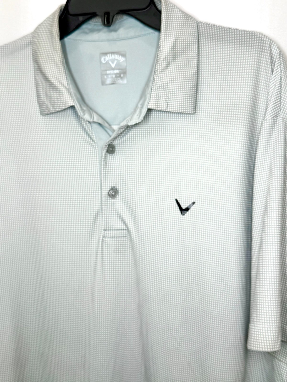 Callaway Golf Polo Shirt Mens XL Blue White Geometric Geometric Opti-Dri CGKSF0L