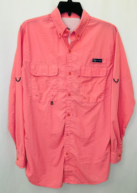 Spicy Tuna Hot Pink Fishing Shirt Mens Medium Nylon Outdoors Summer Short Sleeve