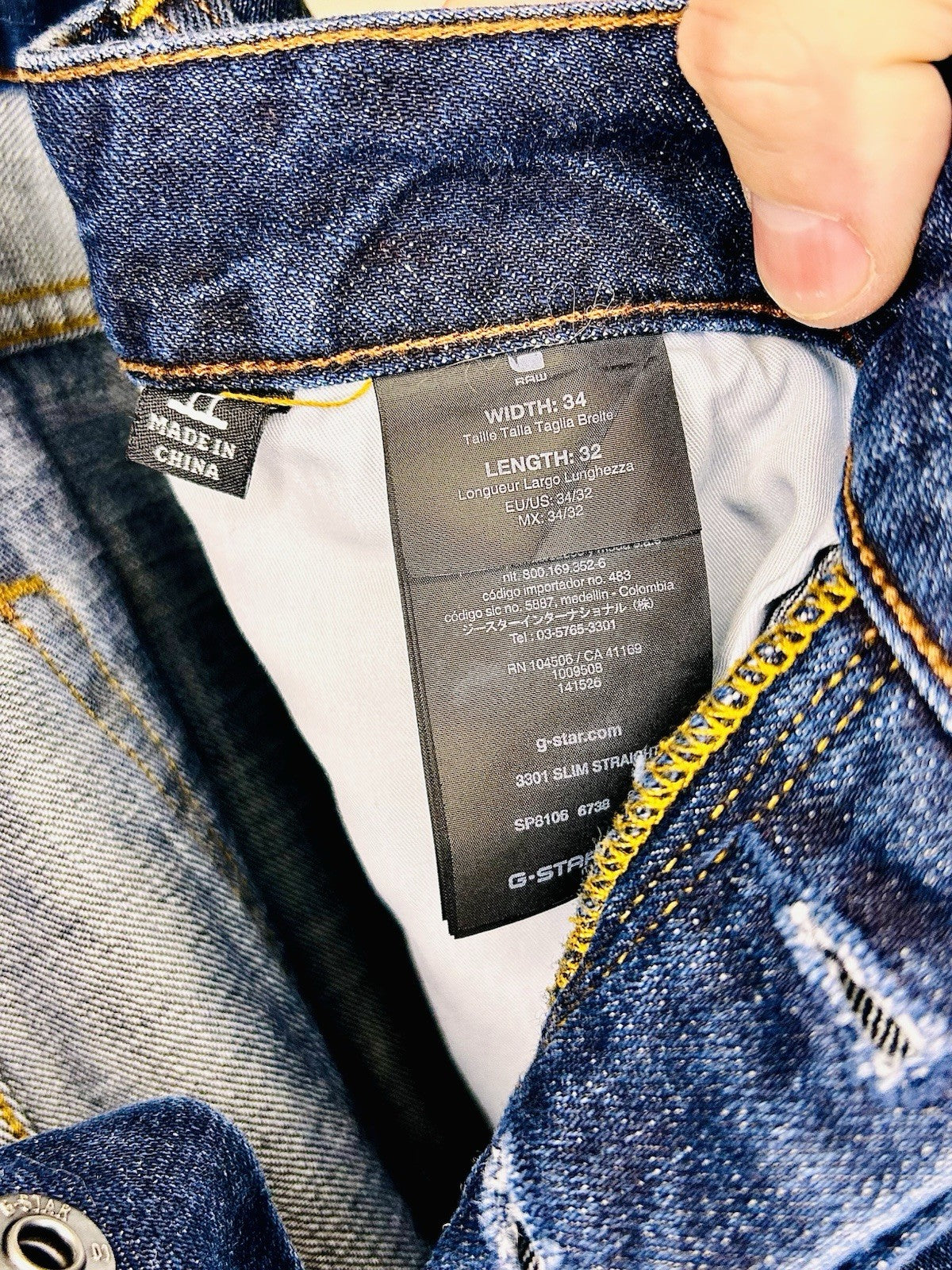 G-Star Raw Jeans Men’s 34x30 Blue Denim Slim 3301 Straight (Tag Reads 34/32)