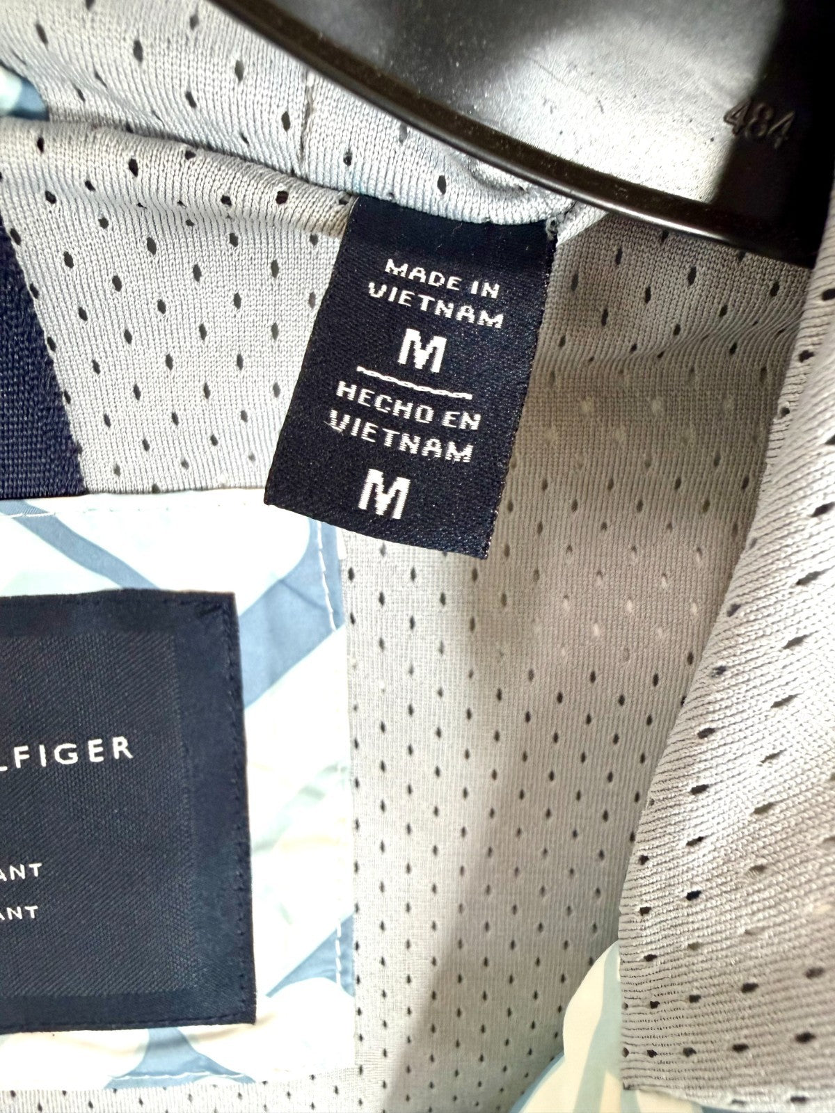 Tommy Hilfiger Womens M Windbreaker Jacket Hooded Monogram Print Water Resistant