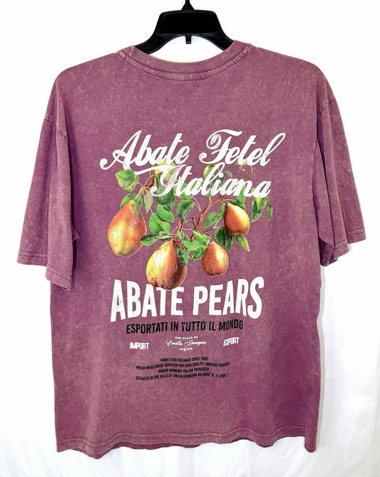 Primark Men’s Large Relaxed Fit Heather Burgandy “Pears” T-shirt