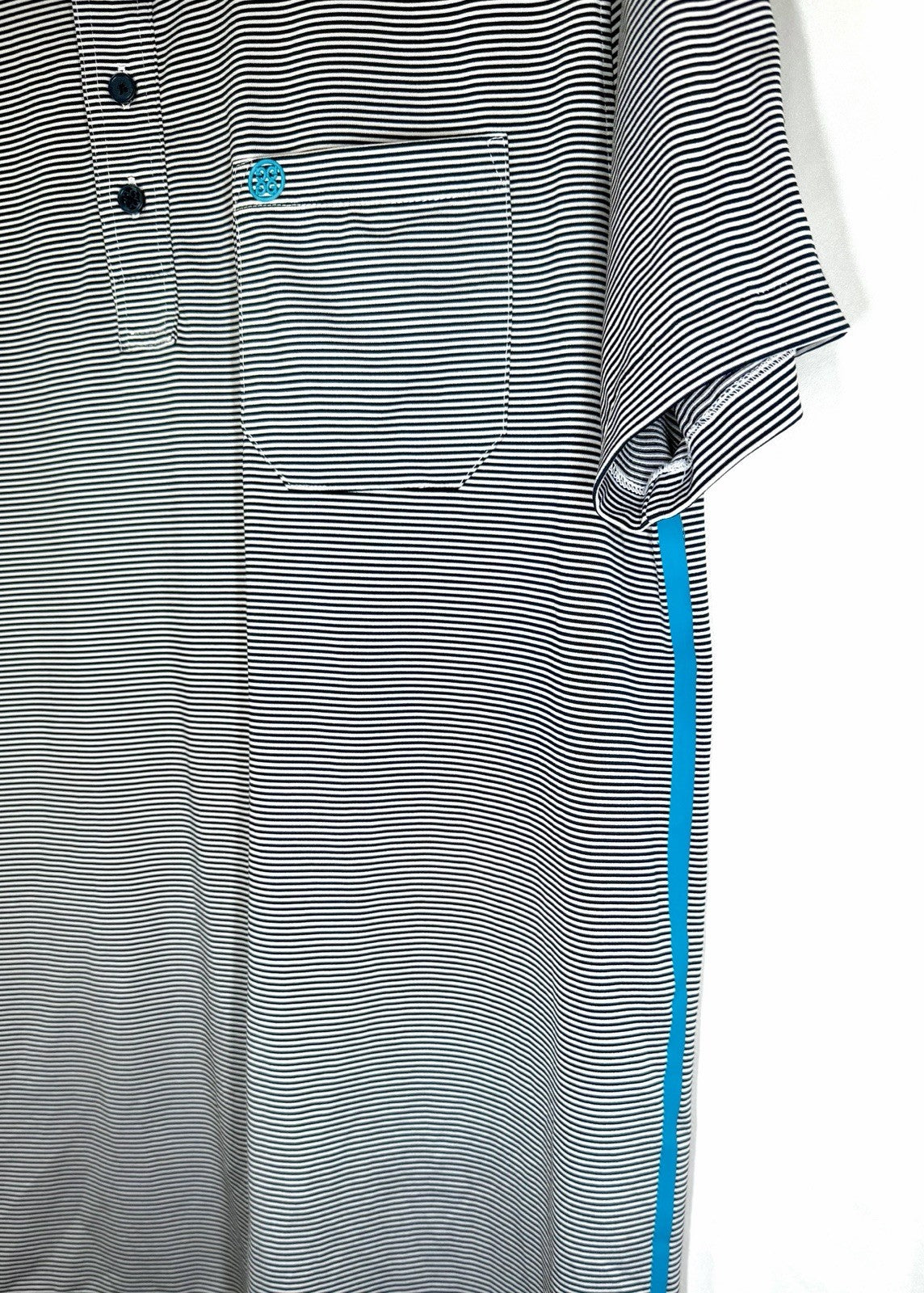 G/FORE Stripe Golf Performance Polo Shirt - Men's Size XL - Gray/Yellow/Teal