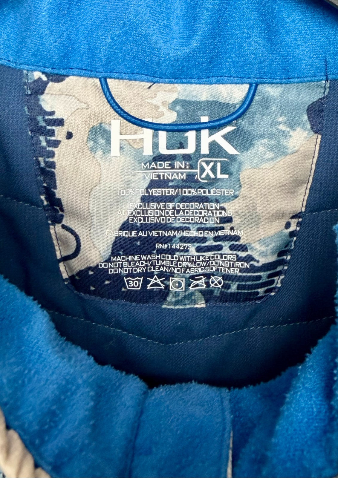Huk Men's Icon X Puff Blue Camo Insulated Jacket / Size XL / $160 Retail