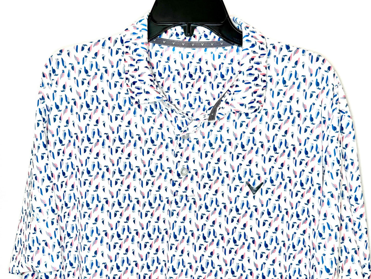 Callaway Men's Large Toucan Bird Print Performance Short Sleeve Golf Polo Shirt