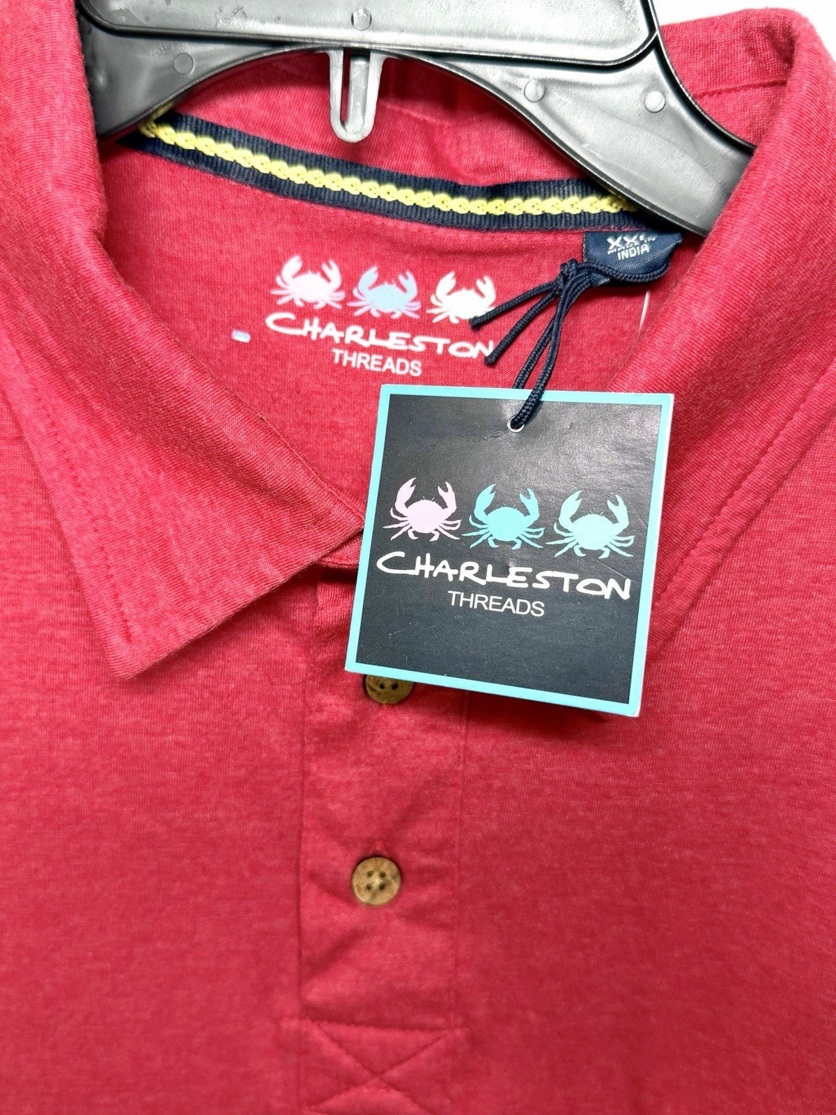 Charleston Threads Men Polo Shirt Size XXL 2XL Pink Coral Heathered NWT Pocket