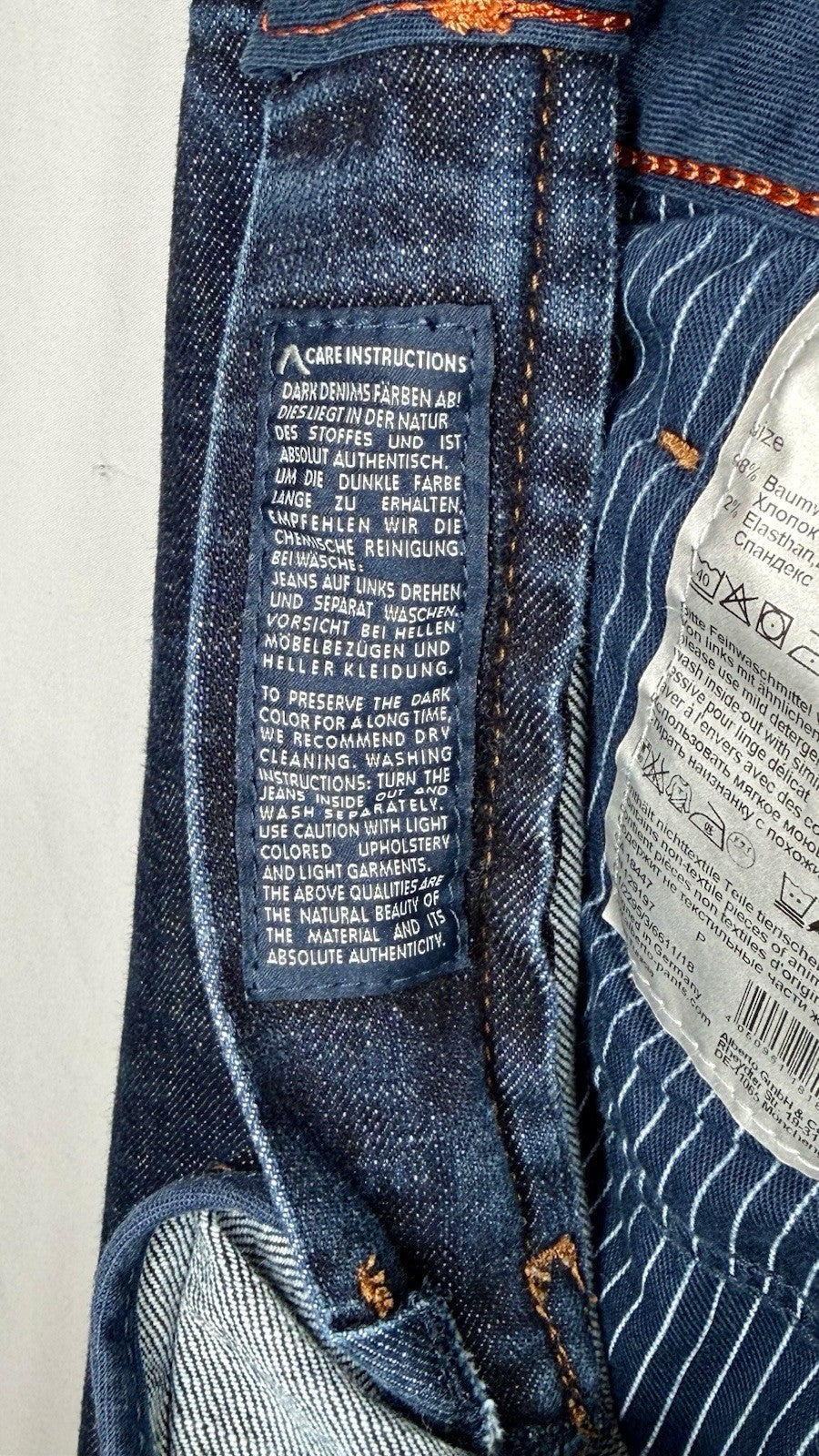 Alberto Pipe Regular Slim Fit Denim Blue Dark Wash 38x30 (Tag 38x34) $245 Retail