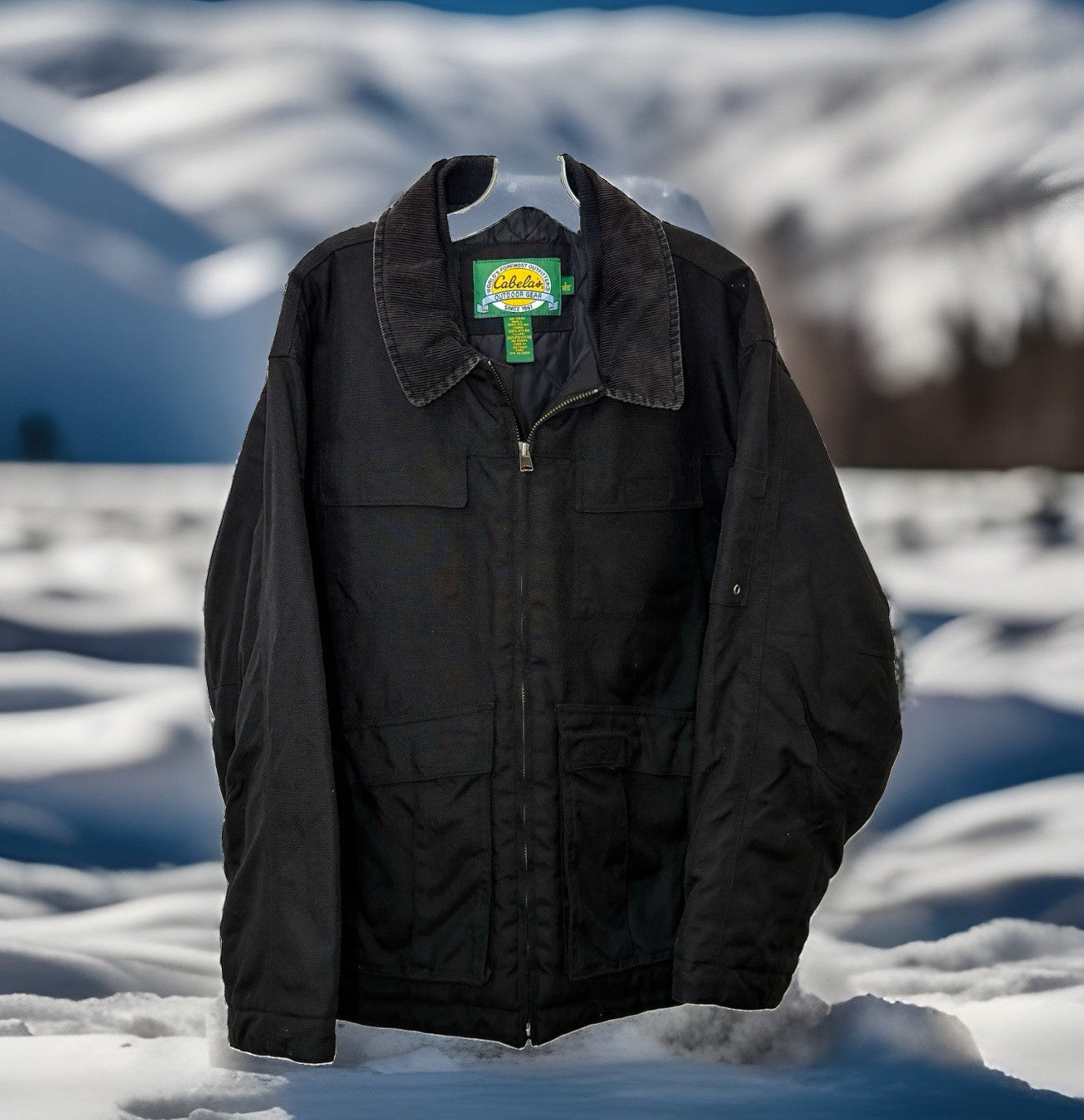 Vintage Cabelas Outdoor Gear Jacket Mens L Black Nylon Quilted Insulated Work