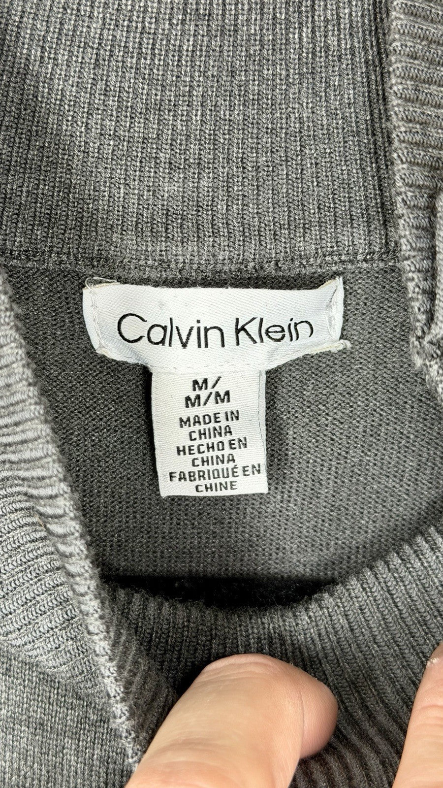 Calvin Klein Womens Turtleneck Grey Sweater Long sleeve M Gold Buttons