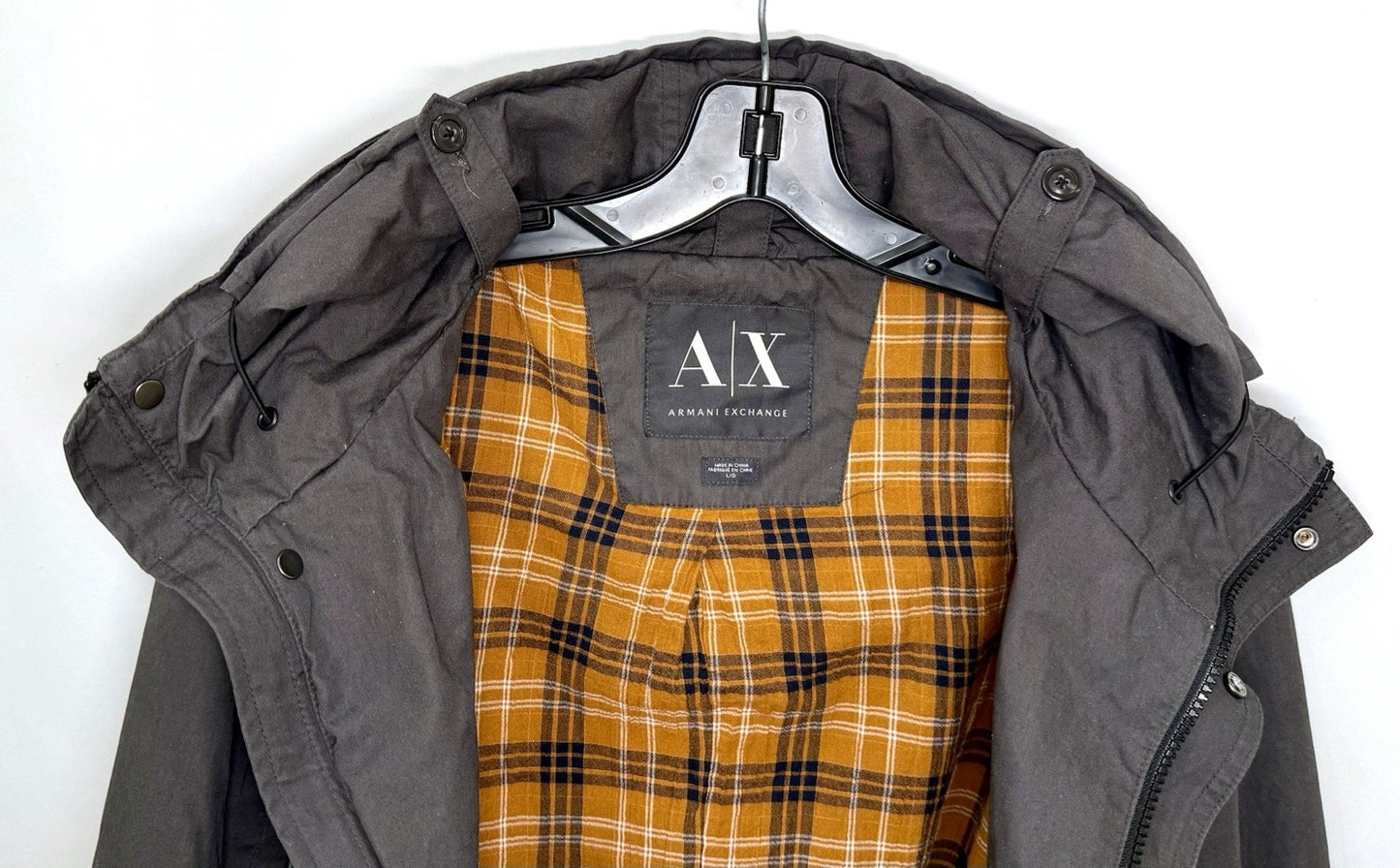 ARMANI EXCHANGE A/X  Hidden Hood  Dark Gray Jacket Mens Size Large - Worn Twice