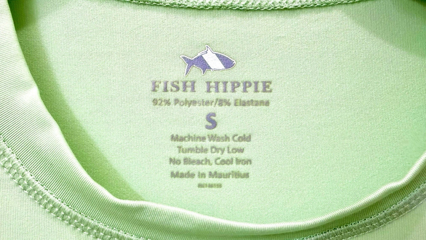 Fish Hippie Dri Fit Long Sleeve Performance Shirt Size Small In Lime Green