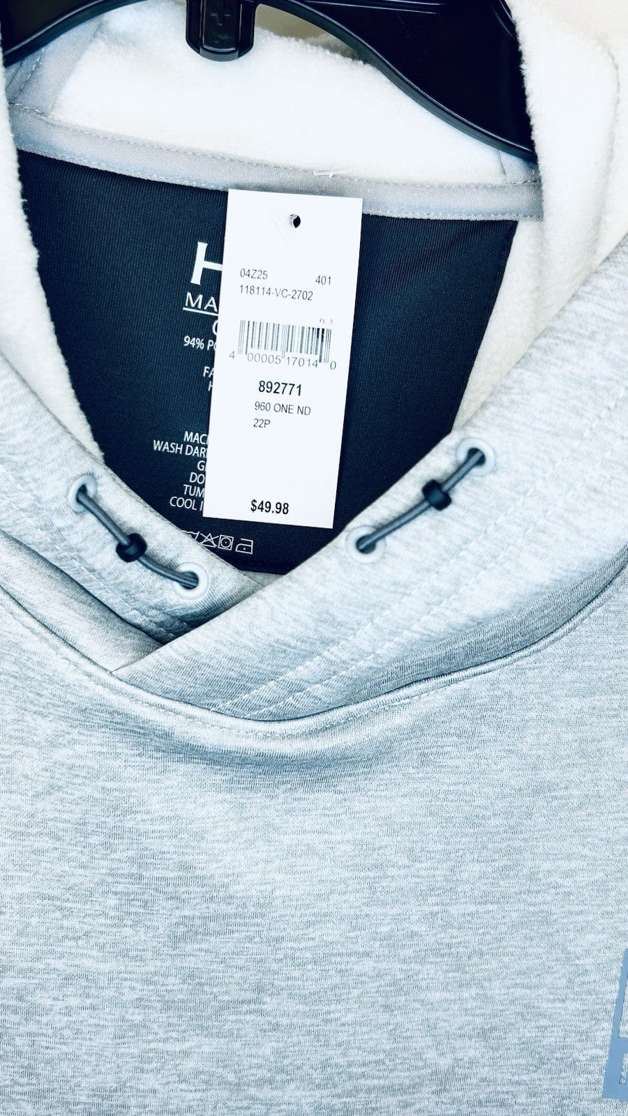 NWT Huk Huk'd Up Performance Fleece Hoodie Men's Sweatshirt Grey Men’s XL