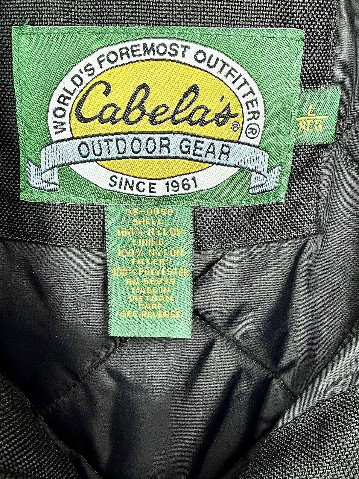 Vintage Cabelas Outdoor Gear Jacket Mens L Black Nylon Quilted Insulated Work