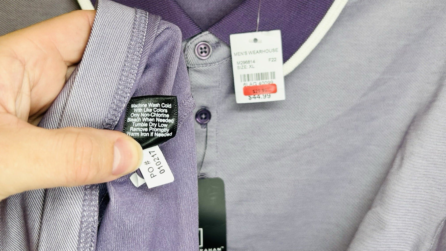NWT!!! Michael Strahan Mens Polo Shirt Size Large Light Purple Cotton Blend B16
