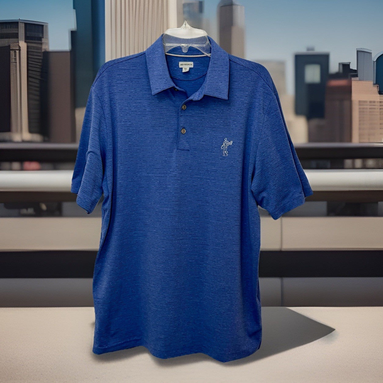ASHWORTH EZ-TECH Mens M Blue Luxury Cotton Polo Shirt CAPE NEDDICK COUNTRY CLUB