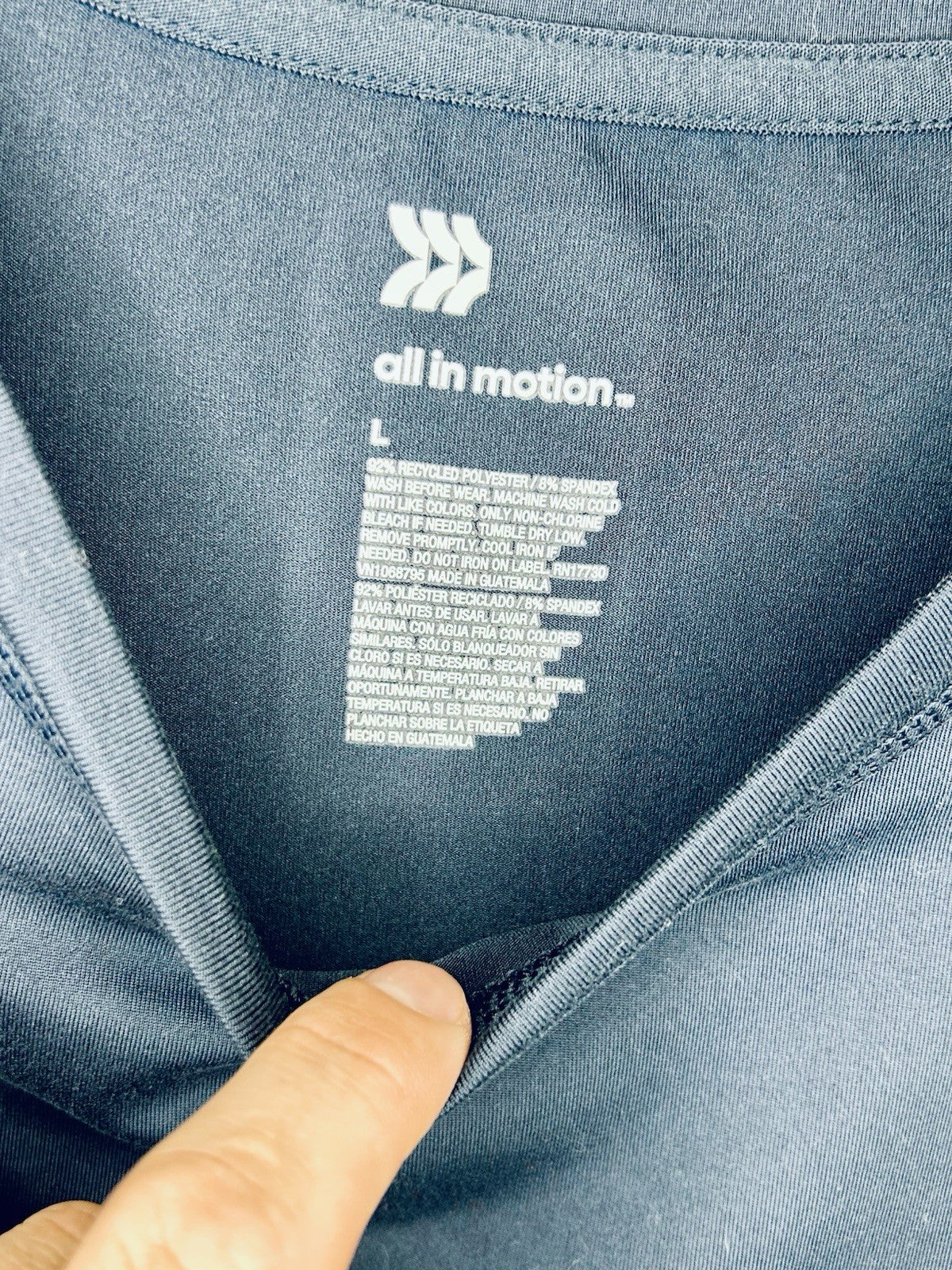 ALL IN MOTION Midnight Blue Crewneck Long Sleeve Men's Performance T-Shirt Large