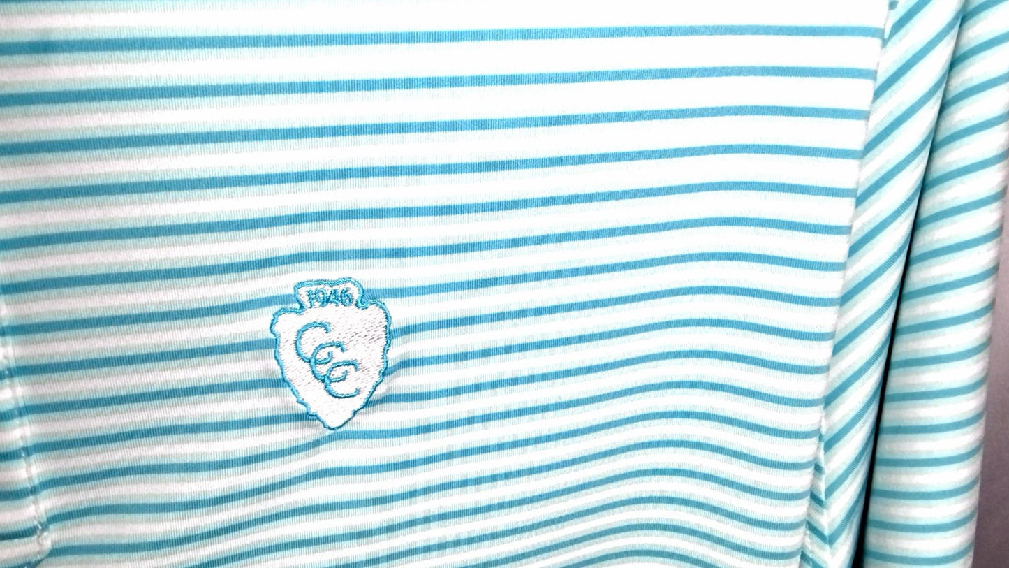 Foot Joy Polo Shirt Mens Teal Striped Stretch Golf Performance Size XL Logo