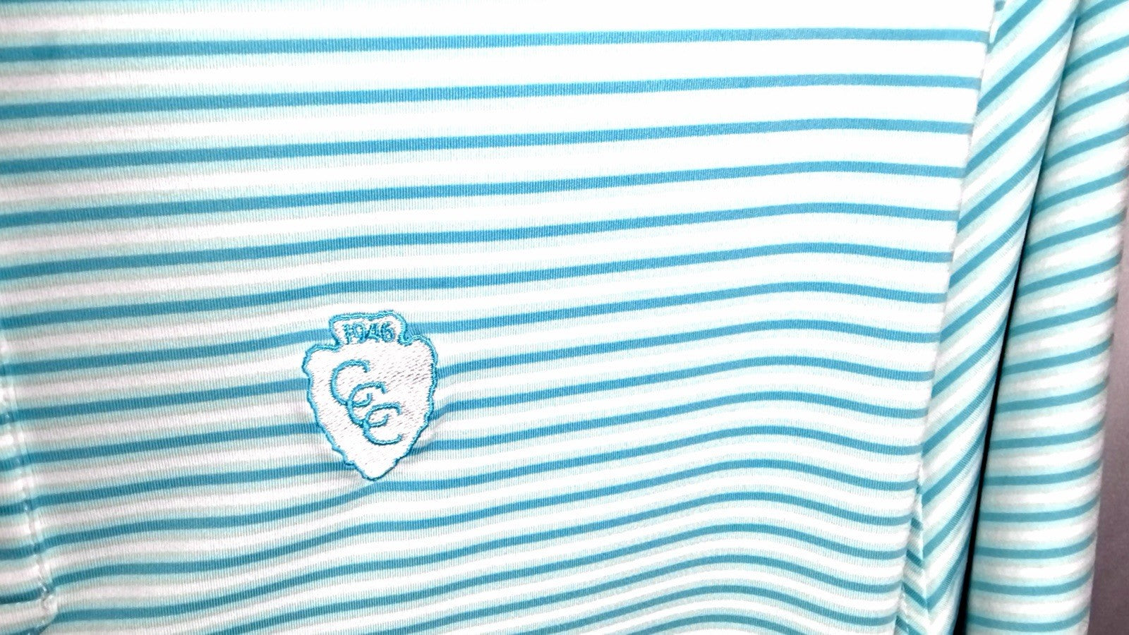 Foot Joy Polo Shirt Mens Teal Striped Stretch Golf Performance Size XL Logo