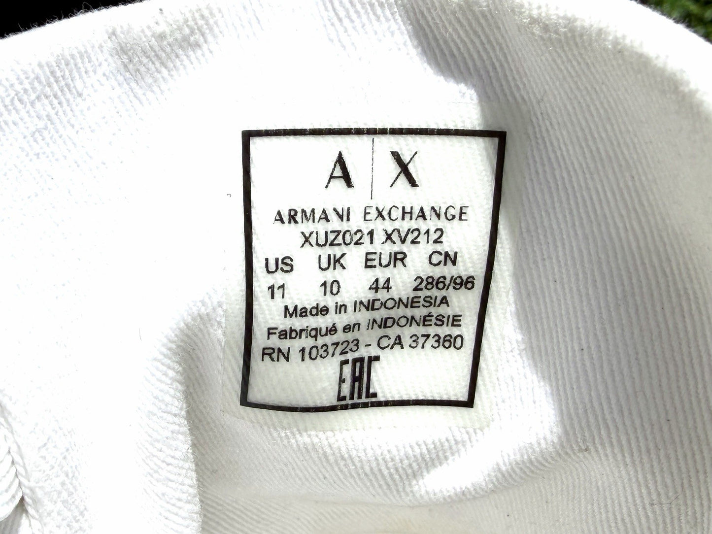 Armani Exchange Men's High Top Icon Logo Canvas Sneakers White Size 11 Excellent