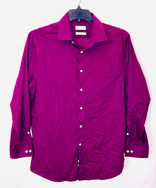 Michael Kors Men's Reg Fit Airsoft Stretch Non-Iron Wine Color/ Large 16.5-32/33