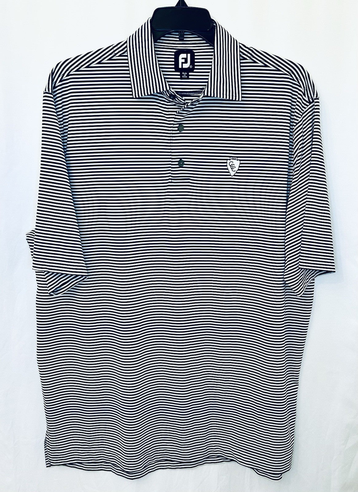 FootJoy Golf Polo Shirt Navy Striped Performance Stretch Short Sleeve XL