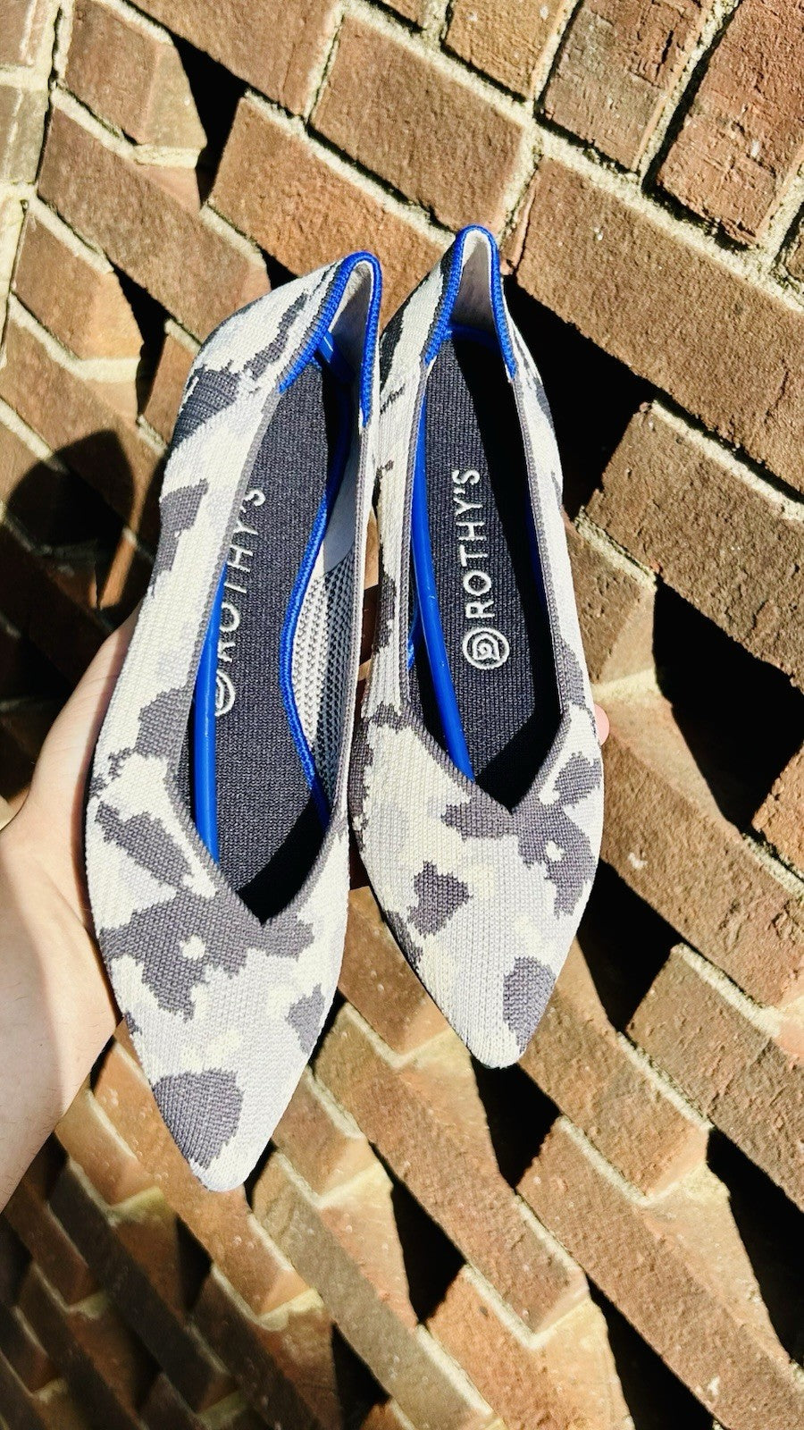 NWOT Rothy's The Point Ash Grey Camo Print Flats RARE RETIRED Size 9