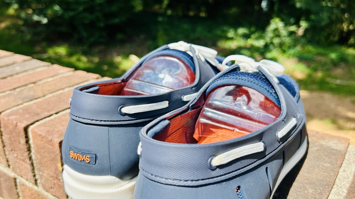 NIB SWIMS Men's Size 12 Boat Loafers Laced Waterproof Washable Shoes Blue/White