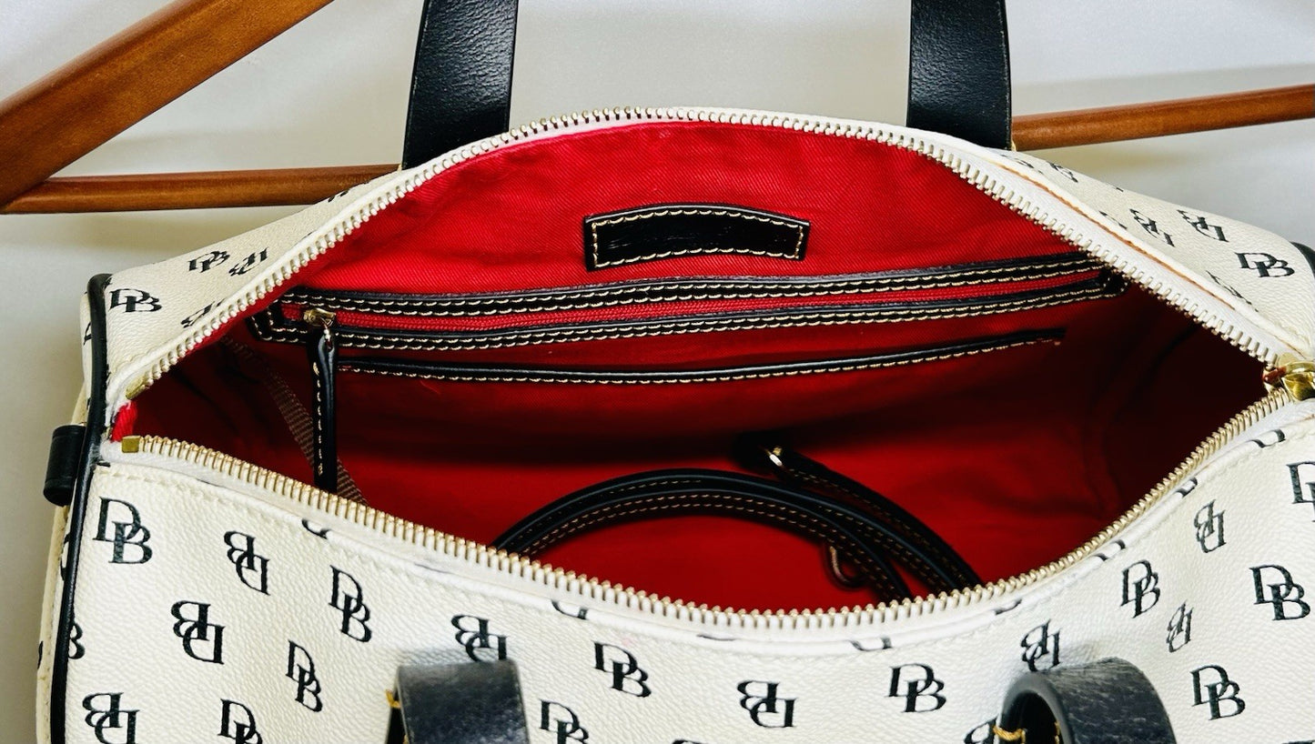 RARE!!! NWOT! Dooney Bourke Greta Olivia Satchel White With Black Leather