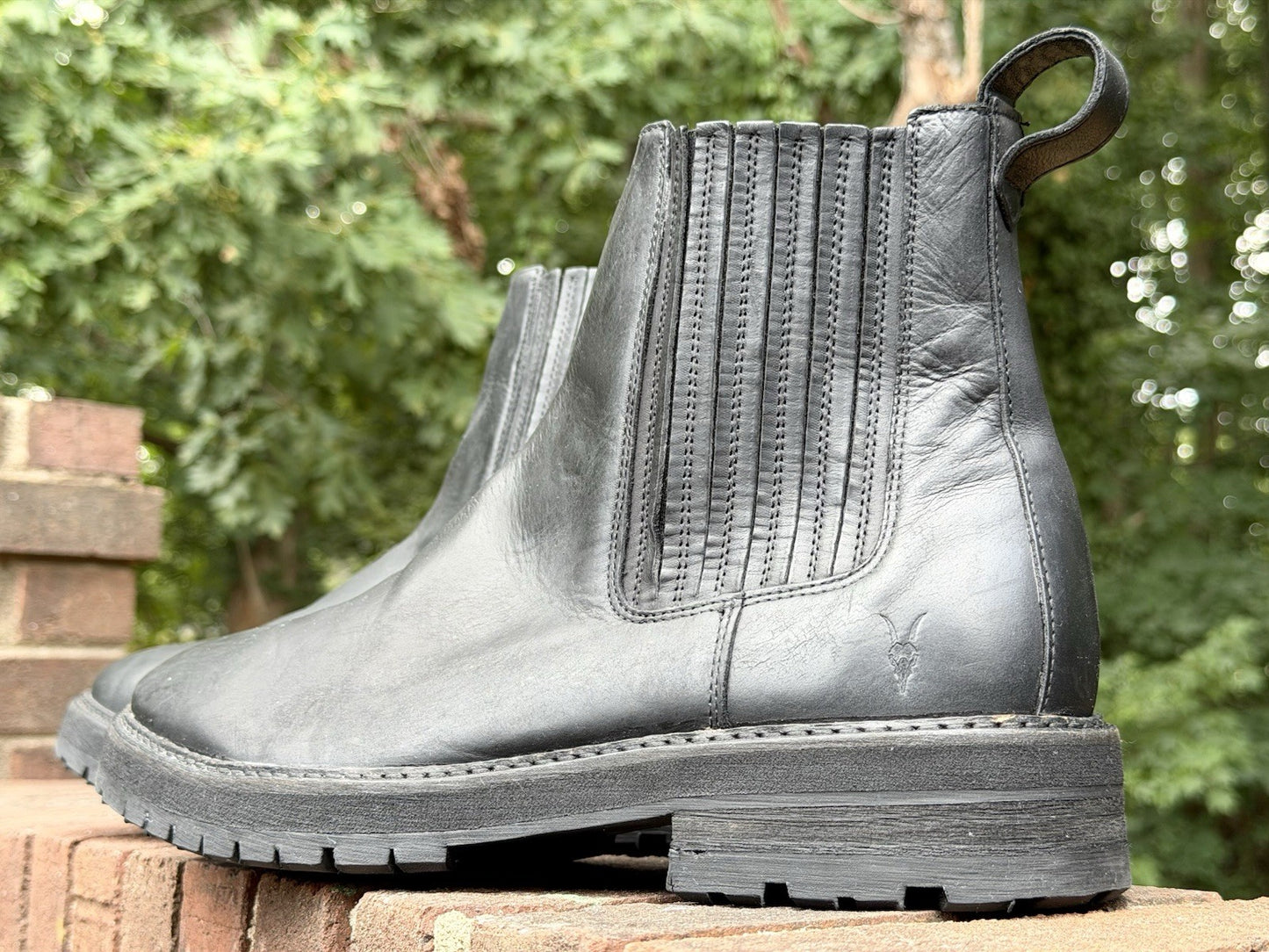 AllSaints Bloom Men's Chelsea Boots Washed Black Leather Lug Sole Size 46 US 13