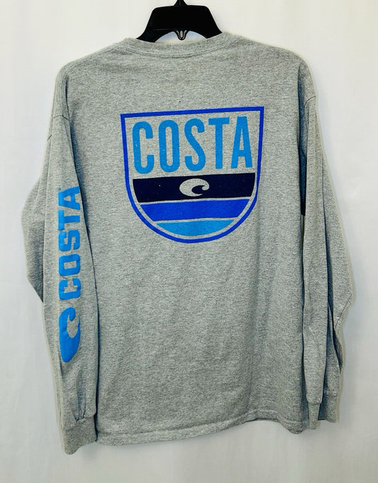 COSTA Gray Long Sleeve Top with Arm Print Men’s Large