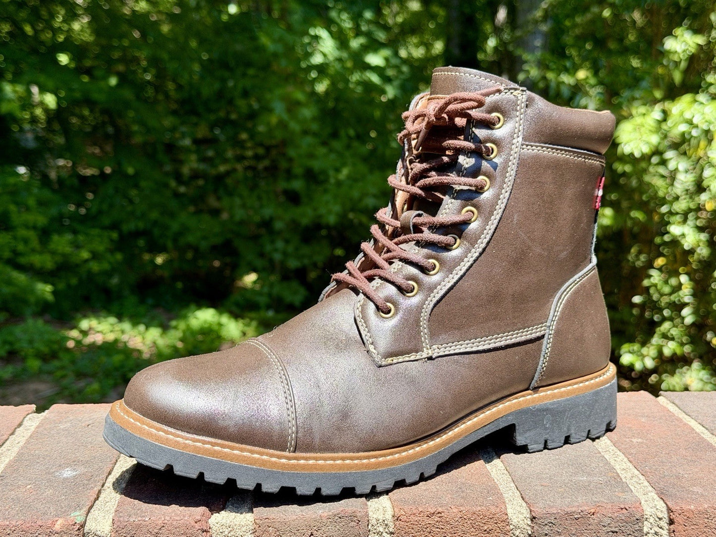 Levi's Mens Wyatt Brown Vegan Leather Lace Up Rugged Casual Boots Size 10 NEW