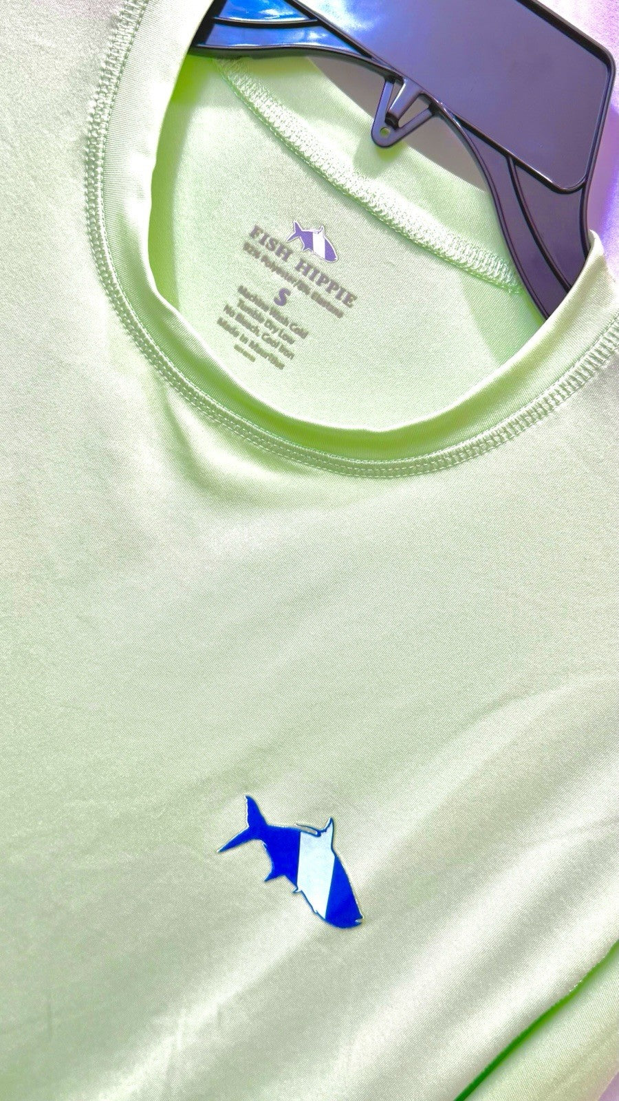 Fish Hippie Dri Fit Long Sleeve Performance Shirt Size Small In Lime Green