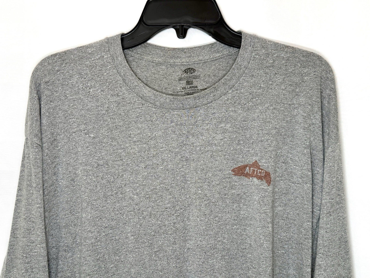 AFTCO Any Fish Any Water L/S Fishing Shirt / Heather Gray / Men’s Size XXL