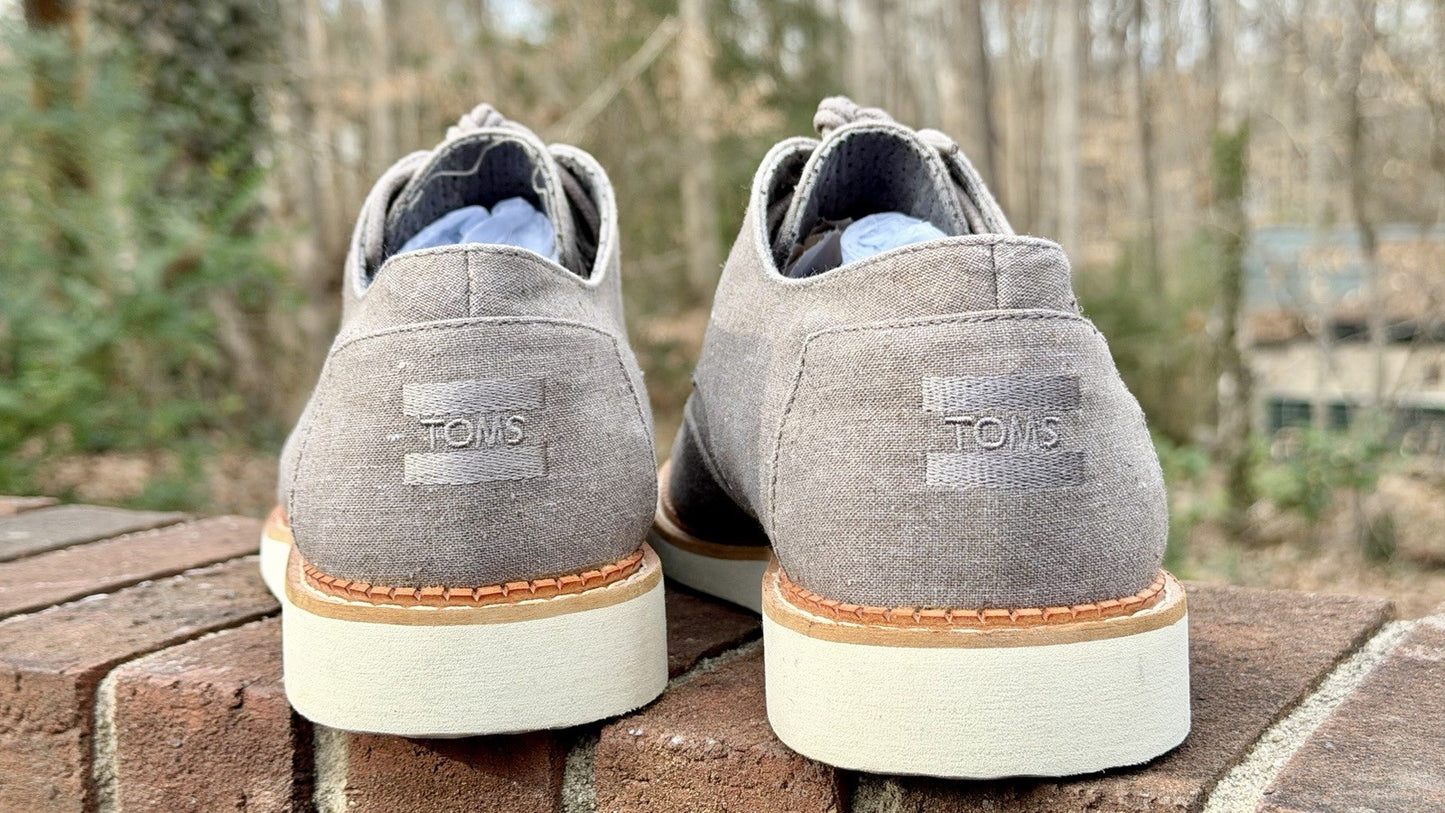 TOMS Brogue Oxford Men’s Size 11 - Dary Gray Leather/Washed Canvas - New w/o Box