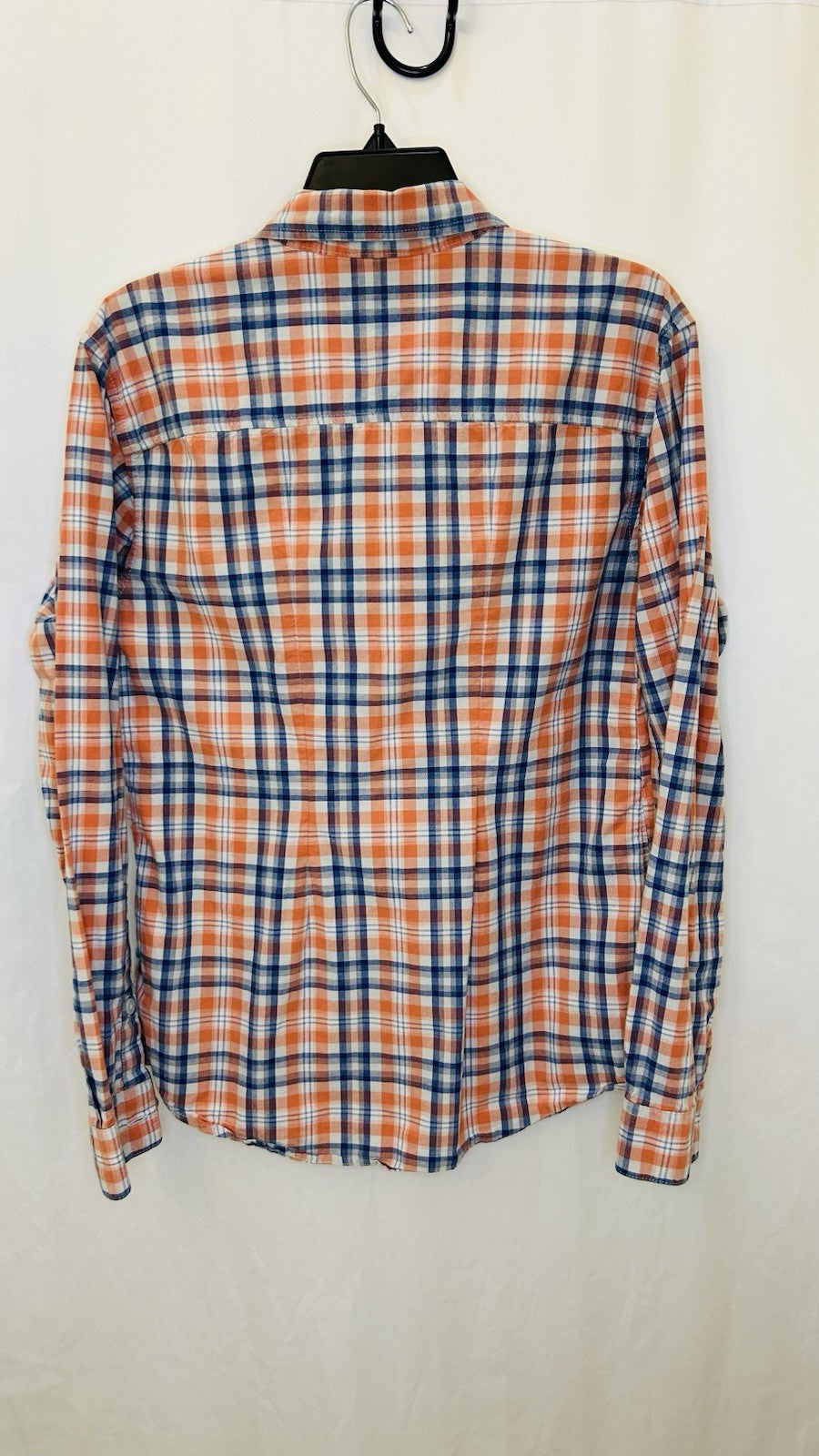 Columbia Plaid Button Up Shirt Long Sleeve Outdoor Casual Blue/Orange Mens Small