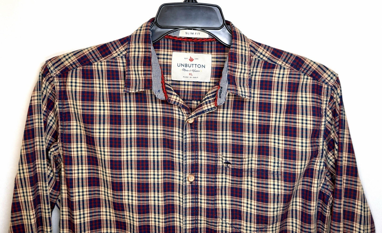 Unbutton Men’s XL Slim Fit Plaid Button Up Shirt