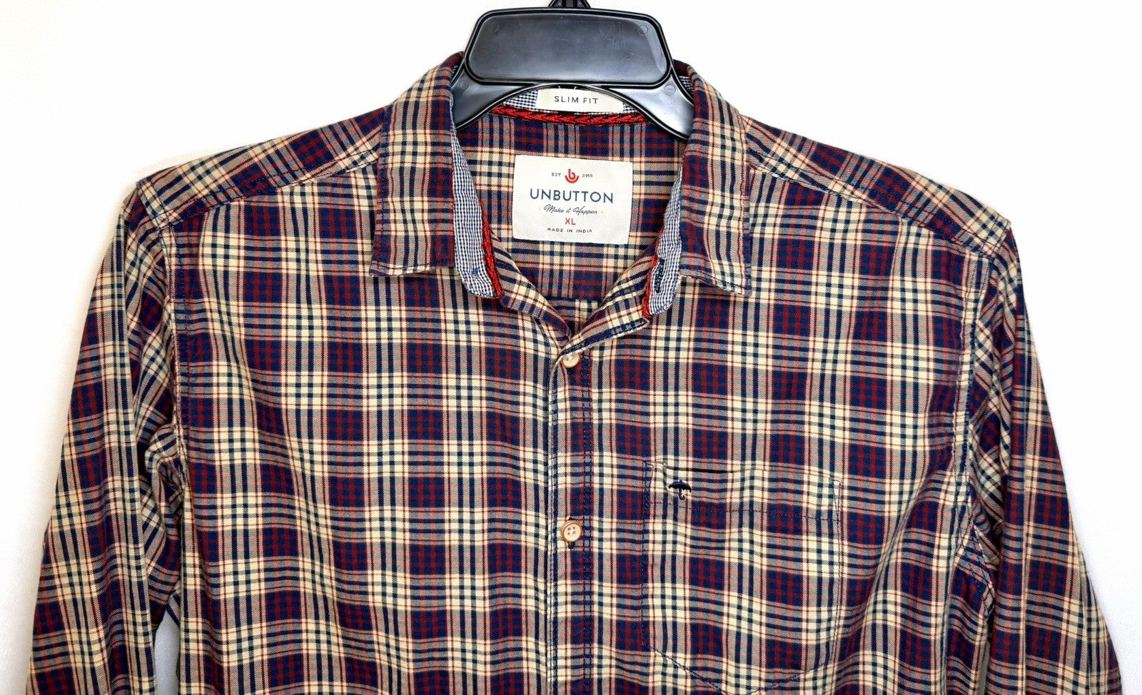 Unbutton Men’s XL Slim Fit Plaid Button Up Shirt