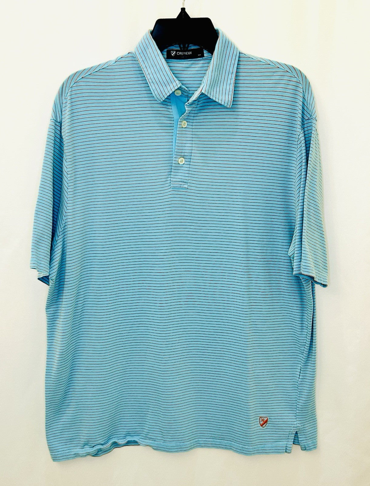 Cremieux Classics Golf Polo Men’s Large Baby Blue/Orange Striped