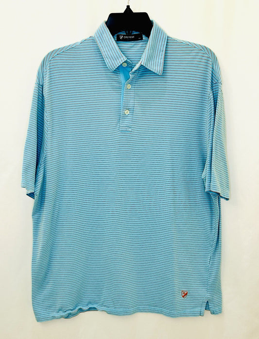 Cremieux Classics Golf Polo Men’s Large Baby Blue/Orange Striped