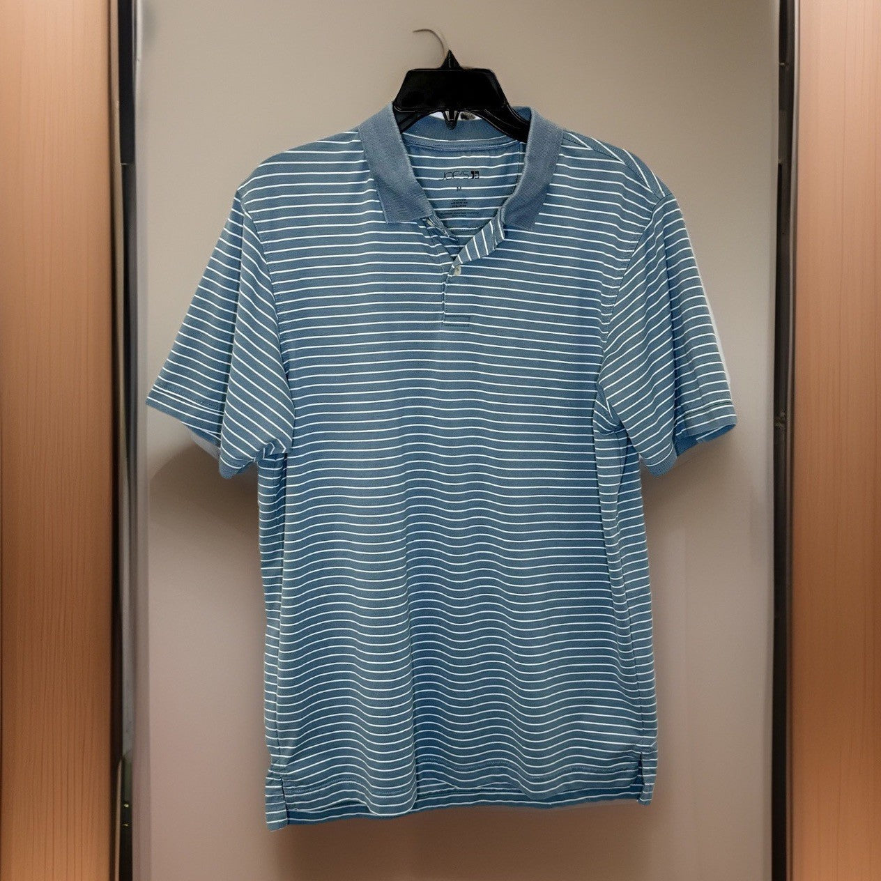JOE'S JEANS Men's Medium Grey Heather Short Sleeve Stripped Polo Stretch