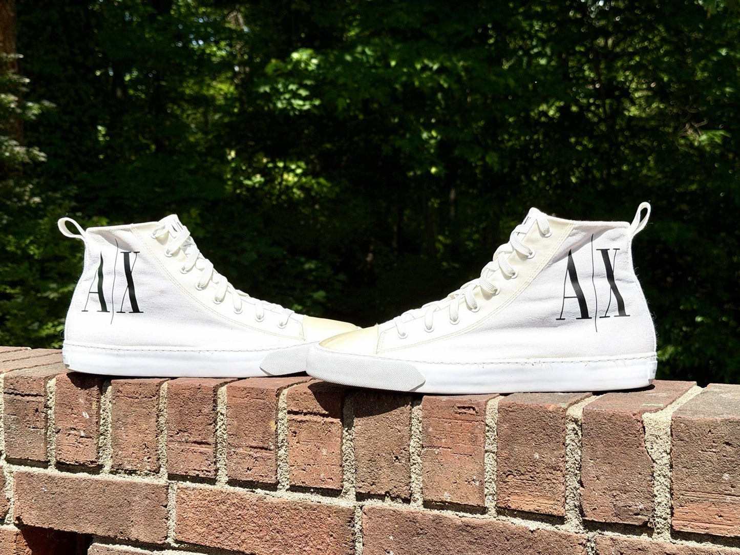 Armani Exchange Men's High Top Icon Logo Canvas Sneakers White Size 11 Excellent