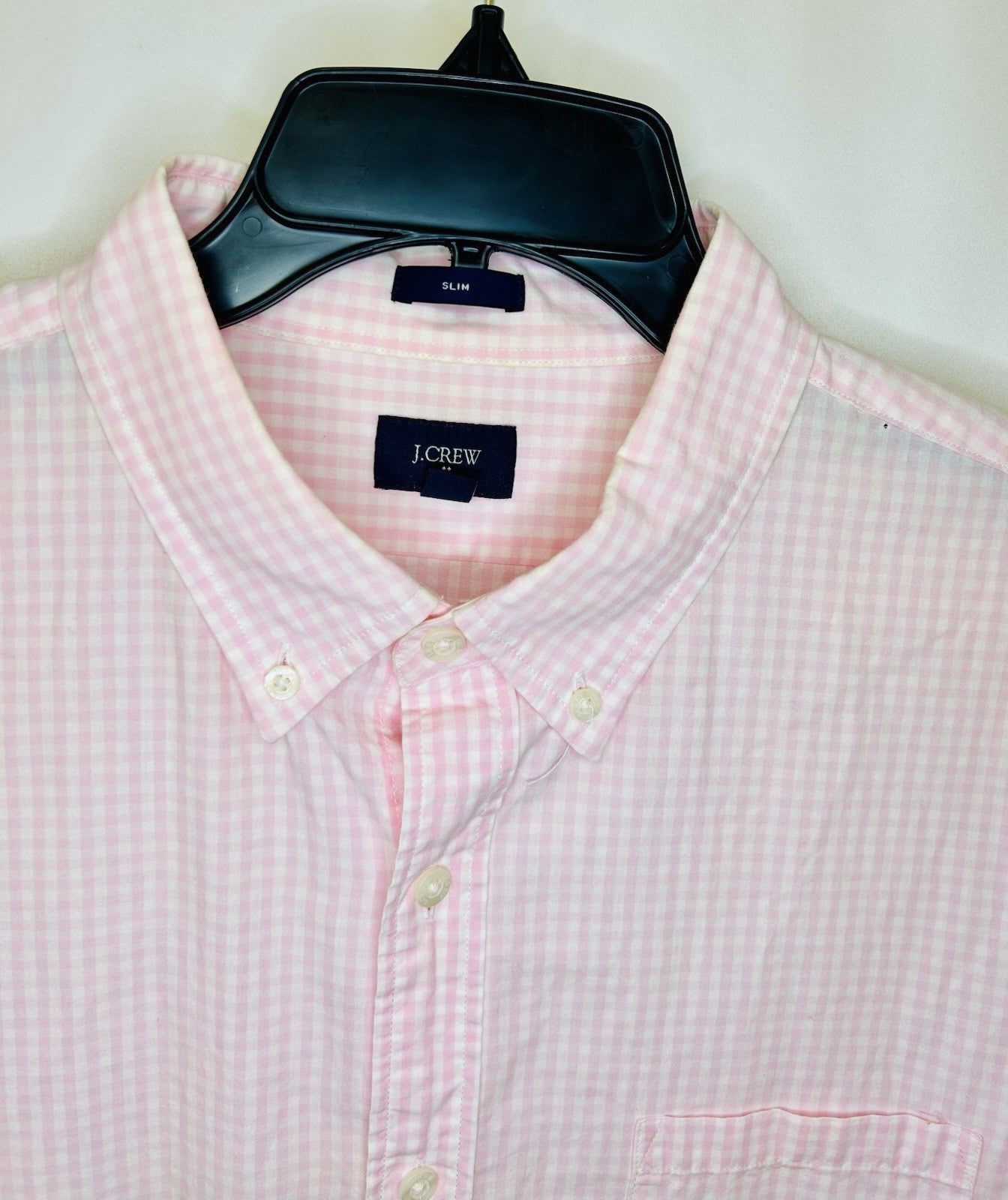 J.Crew Shirt Mens XL Pink Checkered Slim Fit Long Sleeve Button Down Soft
