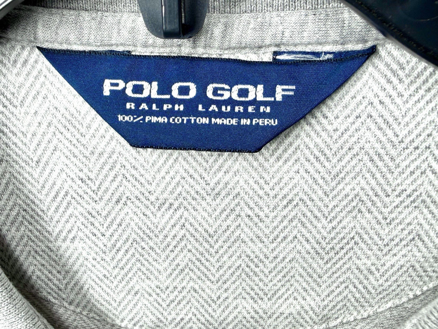 Polo Golf Ralph Lauren Pima Cotton Polo Shirt Men L Gray Herringbone Knit Luxury