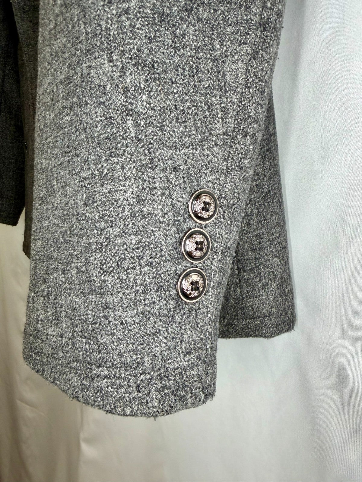 Jingpinfushi Mens L Wool Blend Overcoat Gray Quilted Lined 3 Button Coat Jacket